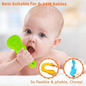 img 3 attached to Baby Teething Toys for 0-6 Months and 6-12 Months, Set of 4 Guitar Shaped Silicone Teether Toys with 2 Pacifier Clips, Soothes Infant Sore Gums, Chew Toy Perfect for Newborn Boys and Girls - Made of Food Grade Silicone