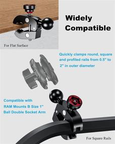 img 1 attached to 📱 BRCOVAN Aluminum Alloy 1'' Ball Handlebar Clamp Mount Base + Anti-Theft Knob | Fits Rails 0.5''-2'' in Diameter, Compatible with RAM Mounts B Size Double Socket Arm & Motorcycle Phone Holder