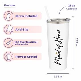 img 1 attached to SassyCups 22Oz Maid Of Honor Vacuum Insulated Stainless Steel Tumbler With Lid And Straw - Perfect Maid Of Honor Proposal Gift For Bridal Party - Will You Be My Maid Of Honor Travel Mug (White)