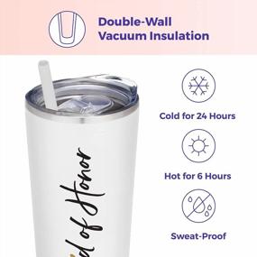 img 2 attached to SassyCups 22Oz Maid Of Honor Vacuum Insulated Stainless Steel Tumbler With Lid And Straw - Perfect Maid Of Honor Proposal Gift For Bridal Party - Will You Be My Maid Of Honor Travel Mug (White)