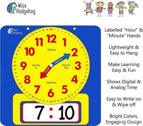 img 2 attached to 🕰️ Large Kids Telling Time Learning Clock for Analog and Digital Time, Labelled Minute & Hour Hands, Write & Wipe Teaching Demonstration Clock for School Classrooms and Homeschool Supplies