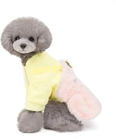 img 2 attached to Tangpan Pearl Deco Pet Dog Pleated Strap Coat Puppy Apparel Clothes（Yellow,S