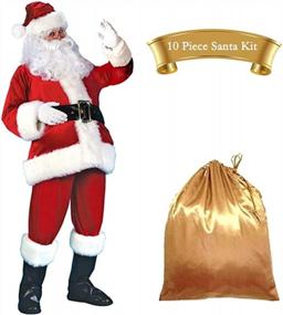 img 4 attached to Soyond Men'S Christmas Santa Suit 10Pcs Set Deluxe Velvet Adult Santa Claus Costume For Xmas Celebration Party Cosplay