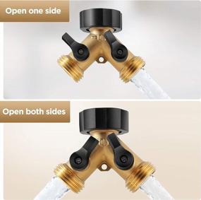 img 1 attached to IPOW Brass 2 Way Garden Hose Splitter With Comfort Grip And Extra Washers - 2 Pack