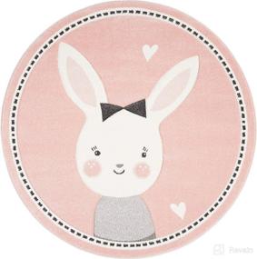 img 2 attached to 🐰 SAFAVIEH Carousel Kids Collection Bunny Non-Shedding Pink/Ivory Round Area Rug, 3' x 3' - Ideal for Nursery or Playroom Decor