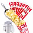 aluminium popcorn scoop and salt shaker set with 75 1oz popcorn bags bundle - perfect for movie nights and snacking logo