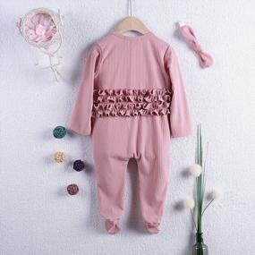 img 2 attached to Stay Warm And Stylish: Booulfi'S Baby Girl Footed Pajamas With Ruffle Jumpsuit And Headband