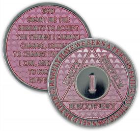 img 4 attached to Pink Triplate 1 Year Sobriety Coin: Celebrate Your Recovery Anniversary With AA Legacy Chip