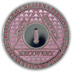 img 2 attached to Pink Triplate 1 Year Sobriety Coin: Celebrate Your Recovery Anniversary With AA Legacy Chip