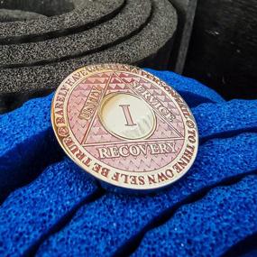 img 3 attached to Pink Triplate 1 Year Sobriety Coin: Celebrate Your Recovery Anniversary With AA Legacy Chip