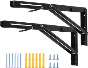 img 4 attached to YUMORE 16 Inch Heavy Duty Folding Shelf Brackets, Collapsible DIY L Bracket For Workbench Table Hinge, 330Lb Max Load Capacity (2 Pack)