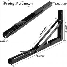 img 3 attached to YUMORE 16 Inch Heavy Duty Folding Shelf Brackets, Collapsible DIY L Bracket For Workbench Table Hinge, 330Lb Max Load Capacity (2 Pack)