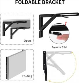img 2 attached to YUMORE 16 Inch Heavy Duty Folding Shelf Brackets, Collapsible DIY L Bracket For Workbench Table Hinge, 330Lb Max Load Capacity (2 Pack)