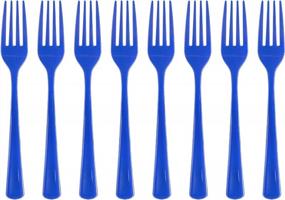 img 4 attached to Темно-синие пластиковые вилки на 50 штук для элегантных обедов
