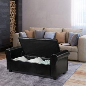 img 1 attached to Leather Upholstered ECOTOUGE Black Ottoman Bench With Storage - Perfect For Bedroom Or Living Room!