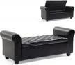 leather upholstered ecotouge black ottoman bench with storage - perfect for bedroom or living room! logo