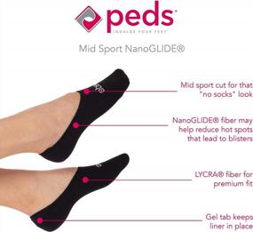 img 3 attached to Get Active With PEDS: 6 Pairs Of Women'S Mid Sport Nanoglide Liners With Gel Tab