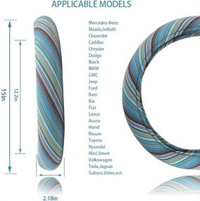 img 2 attached to 🚗 Universal Blue Steering Wheel Cover for Men - 15 inch Sweat Absorption, Coarse Flax Cloth SWC03