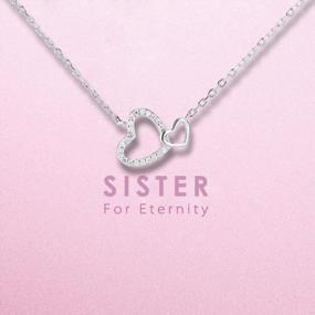 img 2 attached to Sterling Silver Sister Necklace With Two Interlocking Hearts - Perfect Sister Gift For Birthday Or Big Sister - Includes Gift Wrapping And Card From SOLINFOR