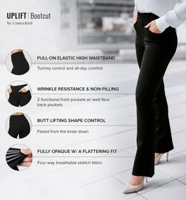 img 3 attached to Conceited Women'S Premium Stretch Bootcut Dress Pants With Pockets - Wear To Work - Ponte Treggings