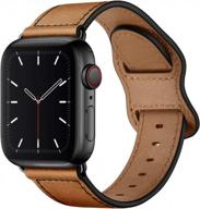 upgrade your apple watch with genuine leather strap - kyisgos compatible with iwatch band in retro camel brown/black, fits 41mm/40mm/38mm sizes logo