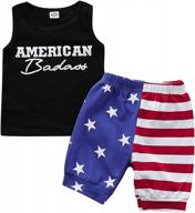 independence day baby boy's summer outfit: american flag sleeveless tank top and shorts set logo