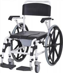 img 4 attached to HOMCOM Bariatric Rolling Shower Wheelchair With Detachable Bucket, 17" Seat Width & Waterproof Design - Black