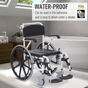 img 1 attached to HOMCOM Bariatric Rolling Shower Wheelchair With Detachable Bucket, 17" Seat Width & Waterproof Design - Black
