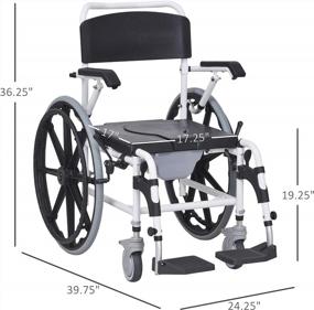 img 2 attached to HOMCOM Bariatric Rolling Shower Wheelchair With Detachable Bucket, 17" Seat Width & Waterproof Design - Black