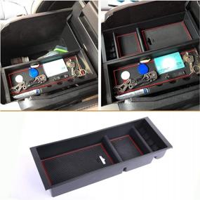 img 4 attached to Maximize Your Storage With JDMCAR Center Console Organizer For Ford F-Series And Expedition (Bucket Seats) - Red Trim