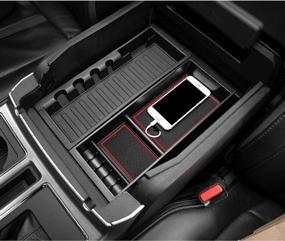 img 1 attached to Увеличьте пространство для хранения с органайзером центральной консоли JDMCAR для Ford F-Series и Expedition (ковшеобразные сиденья) — красная отделка