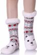 womens winter slipper socks with non-slip grippers and animal fleece lining logo