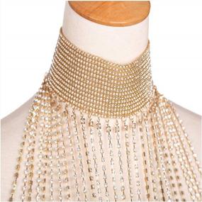 img 1 attached to Shine Bright With MineSign'S Diamond Choker Necklace: Long Tassels, Wide Chain, And Fashionable Gold Jewelry