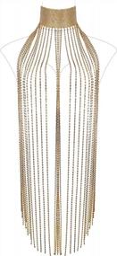 img 4 attached to Shine Bright With MineSign'S Diamond Choker Necklace: Long Tassels, Wide Chain, And Fashionable Gold Jewelry