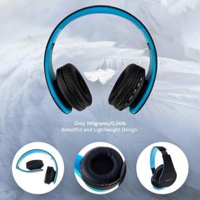 img 2 attached to Wireless Foldable Headphones With Built-In Mic For IPhone, Samsung, LG, IPad - PowerLocus Bluetooth Over-Ear Stereo Headsets (Black/Blue)