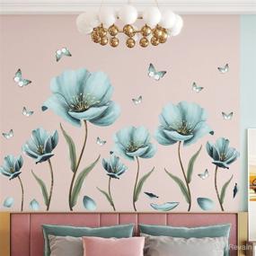 img 2 attached to 🌸 Amaonm Creative Removable 3D Nursery Flower Wall Decals: DIY Romantic Floral Butterfly Leaf Wall Sticker Murals for Kids Girls Bedroom Living Room Home Wall Decoration (Light Green)