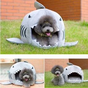 img 3 attached to 🦈 Cozy and Waterproof Grey Shark Bed for Small Cats and Dogs - Perfect Indoor Pet Haven with Removable Cushion and Waterproof Base - Great Gift for Your Beloved Pet!