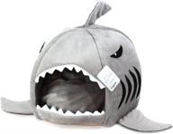 🦈 cozy and waterproof grey shark bed for small cats and dogs - perfect indoor pet haven with removable cushion and waterproof base - great gift for your beloved pet! logo