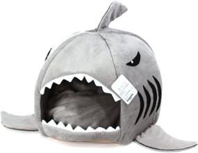 img 4 attached to 🦈 Cozy and Waterproof Grey Shark Bed for Small Cats and Dogs - Perfect Indoor Pet Haven with Removable Cushion and Waterproof Base - Great Gift for Your Beloved Pet!