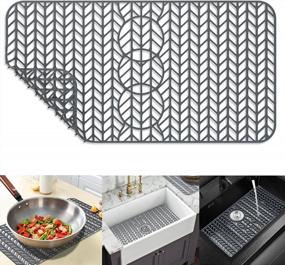 img 4 attached to JOOKKI Silicone Sink Protector Mat - 29.5"X15" Farmhouse Sink Grid For Stainless Steel And Porcelain Sinks