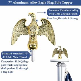 img 2 attached to Complete Flagpole Repair Kit - Includes 50 Feet Of Halyard Rope, 7" Eagle Topper, Zinc Alloy Cleat, 4 Metal Swivel Snap Clips, And Aluminum Flagpole Truck With Nylon Pulley - Fits 1.6"-2" Flag Poles