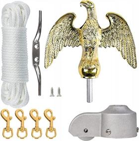 img 4 attached to Complete Flagpole Repair Kit - Includes 50 Feet Of Halyard Rope, 7" Eagle Topper, Zinc Alloy Cleat, 4 Metal Swivel Snap Clips, And Aluminum Flagpole Truck With Nylon Pulley - Fits 1.6"-2" Flag Poles
