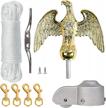 complete flagpole repair kit - includes 50 feet of halyard rope, 7" eagle topper, zinc alloy cleat, 4 metal swivel snap clips, and aluminum flagpole truck with nylon pulley - fits 1.6"-2" flag poles logo