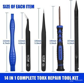 img 2 attached to HengTianMei Torx Screwdriver Set - 14 in 1 with T1 T2 T3 T4 T5 T6 T7 T8 T9 T10 Security Torx Bit & ESD Tweezers, Magnetic Precision Repair Kit for Xbox, PS4, Ring Doorbell, MacBook, Computer