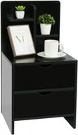 yourlite деревянный столик с полкой для хранения 2 ящика маленькая тумбочка прикроватный столик шкаф прикроватная мебель для спальни, дома (черный столик) логотип