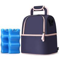 insulated breastmilk cooler bag with ice pack - double deck design fits 6 bottles for nursing moms and daycare - perfect lunch bag for women, men, work, school, and picnics - purple логотип