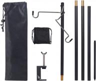 hikeman folding lantern stand pole portable lamp stand hook collapasible light stand holder for camping fishing picnic bbq outdoor activities (black) logo