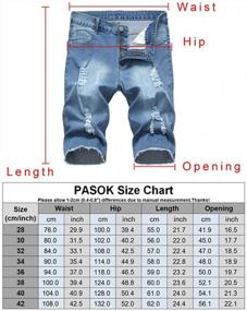img 1 attached to Men'S PASOK Denim Shorts Stretch Jeans Ripped Short Pants Distressed Casual