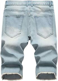 img 2 attached to Men'S PASOK Denim Shorts Stretch Jeans Ripped Short Pants Distressed Casual