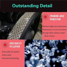 img 2 attached to 💎 Add Sparkle to Your Drive with PINCTROT Bling Bling Comfy Steering Wheel Cover - Crystal Rhinestones, Anti-Slip Diamond Leather, Universal 15 Inch (Silver)